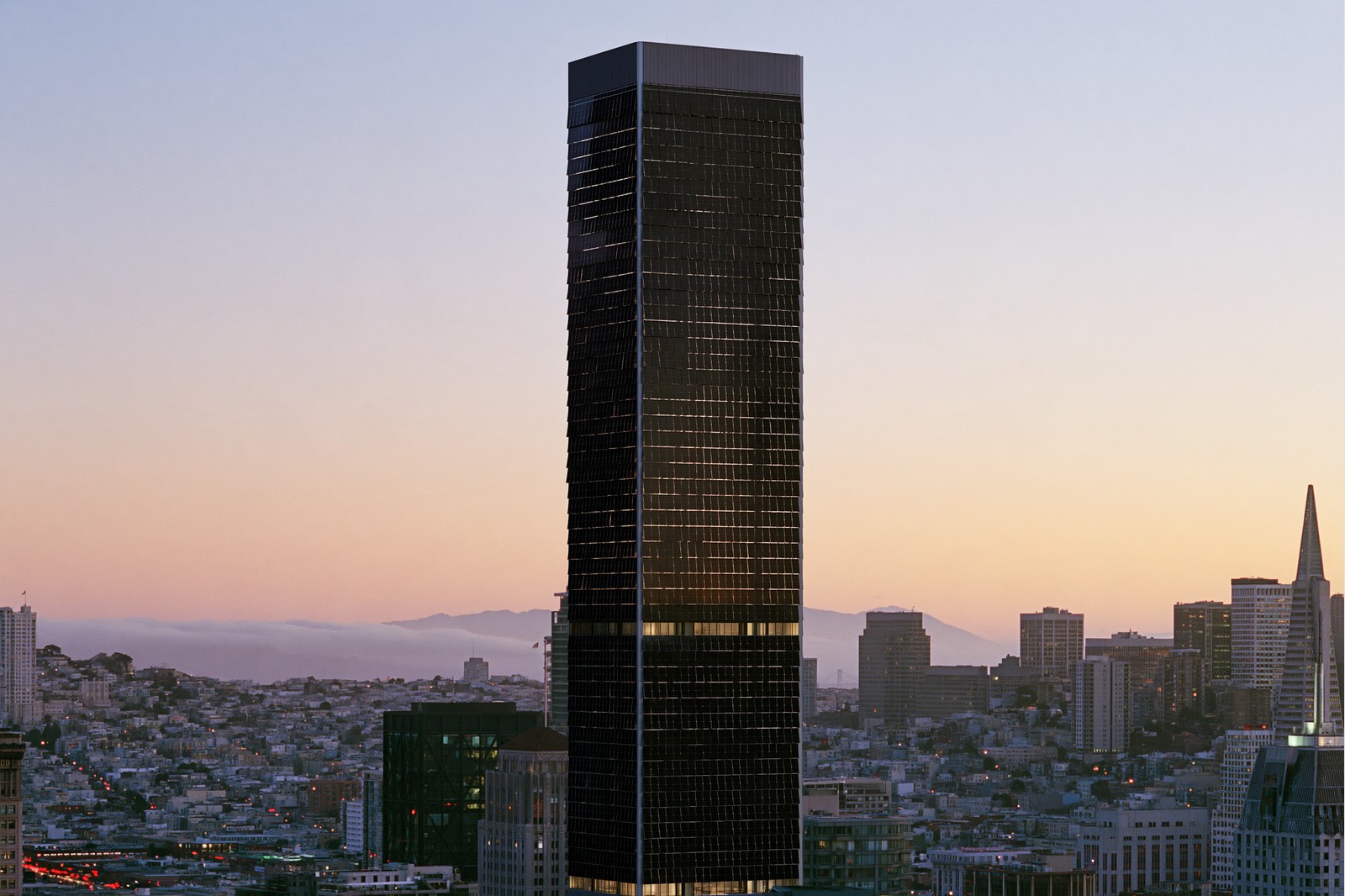 Solar Shingle high rise — A whole skin of solar panels hung like shingles